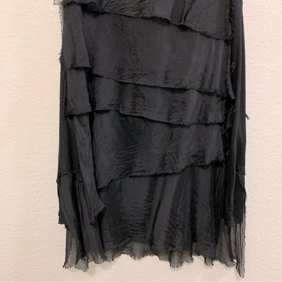 DRESS SILK WOMEN SZ 2/4 FAIRY GOTHIC BLACK STRETCHY SLEEVELESS TANK SILK LAYERS. - Picture 10 of 16